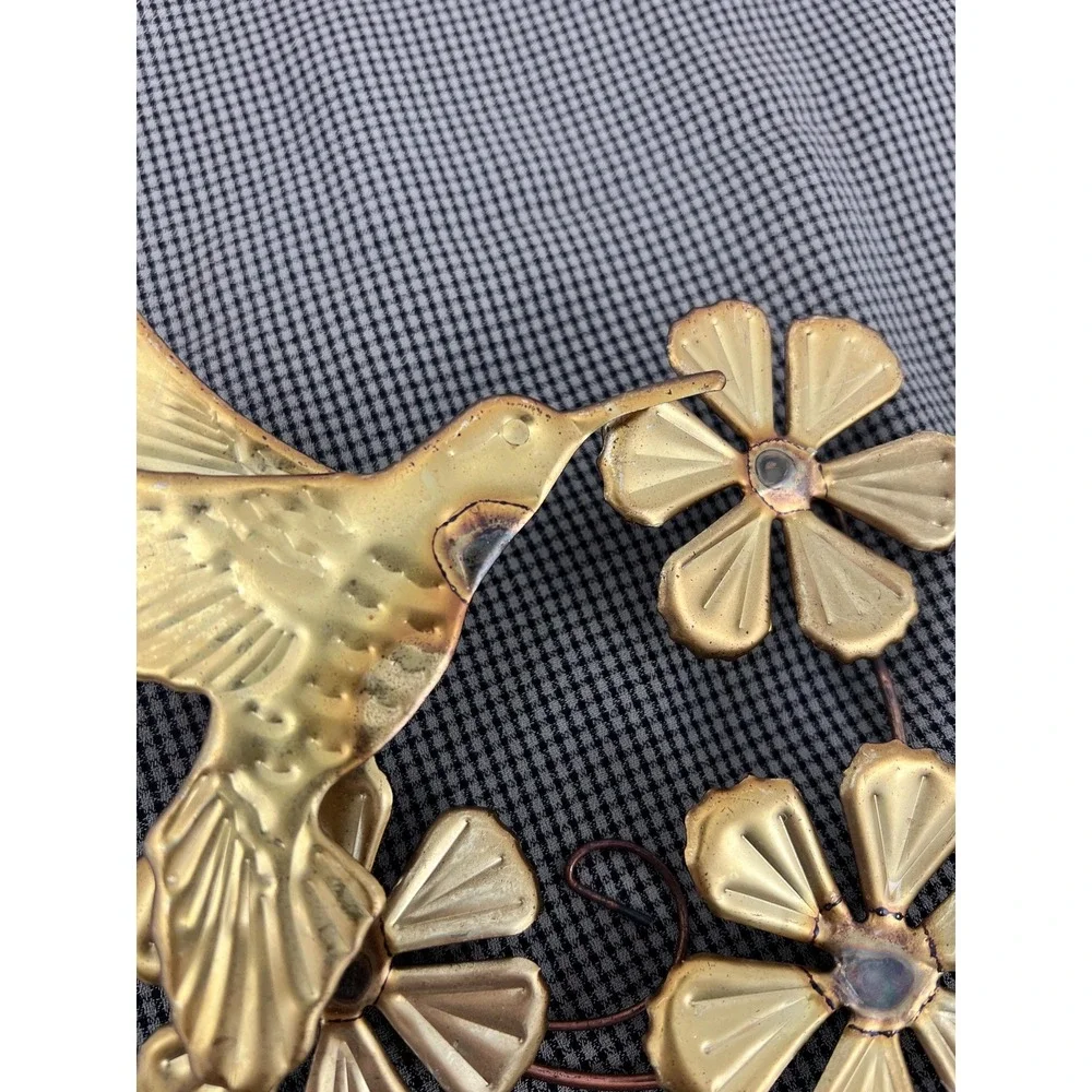 Two Brass Hummingbird Flower Wall Art Set 3D  (3335)